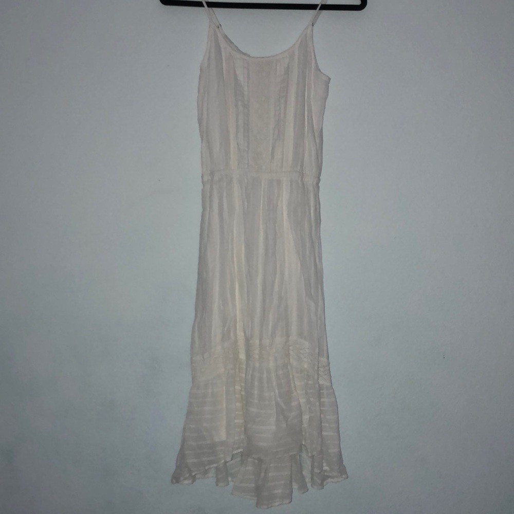 Flowy White Calf Length Dress